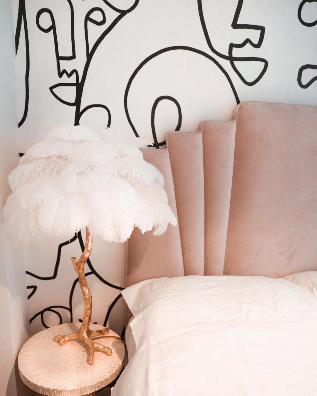 Ostrich Feather Table Lamp | Brass Base | 15 Color Options