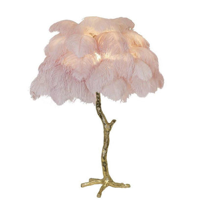 Ostrich Feather Table Lamp | Brass Base | 15 Color Options
