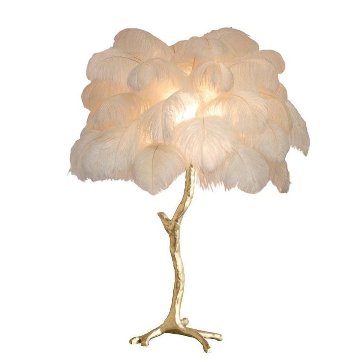 Ostrich Feather Table Lamp | Brass Base | 15 Color Options