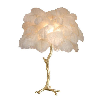 Ostrich Feather Table Lamp | Brass Base | 15 Color Options