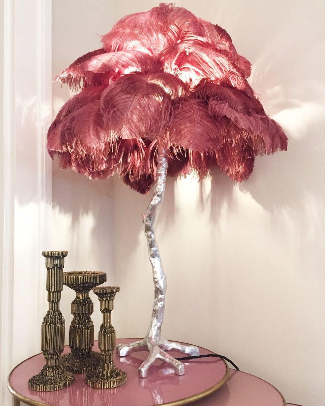 Ostrich Feather Table Lamp | Brass Base | 15 Color Options