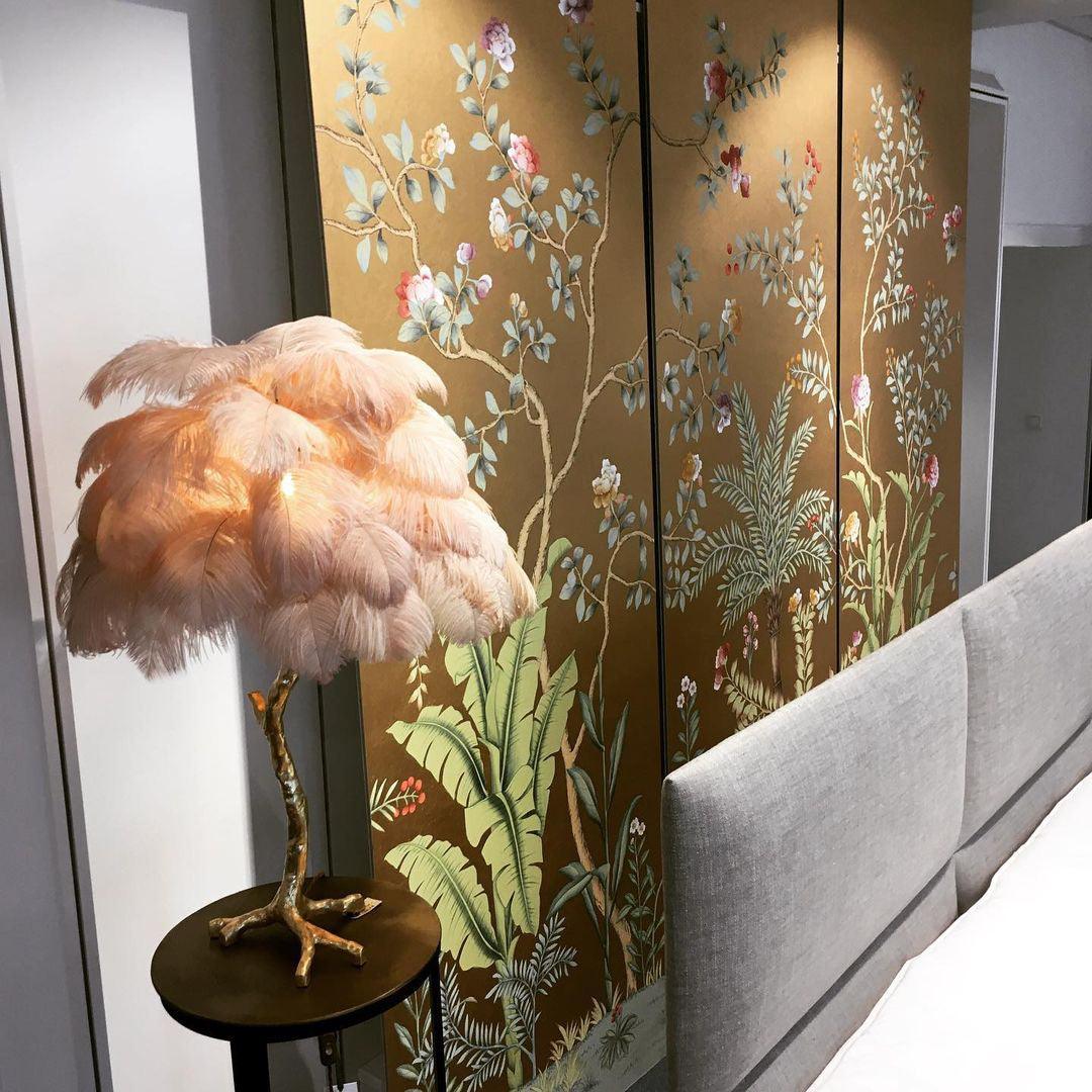 Ostrich Feather Table Lamp | Brass Base | 15 Color Options