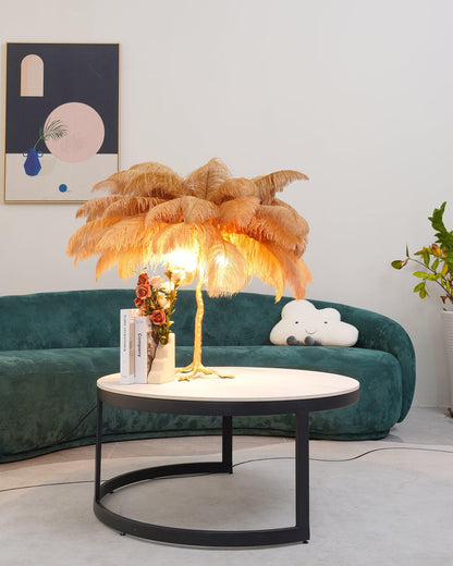 Ostrich Feather Table Lamp | Brass Base | 15 Color Options