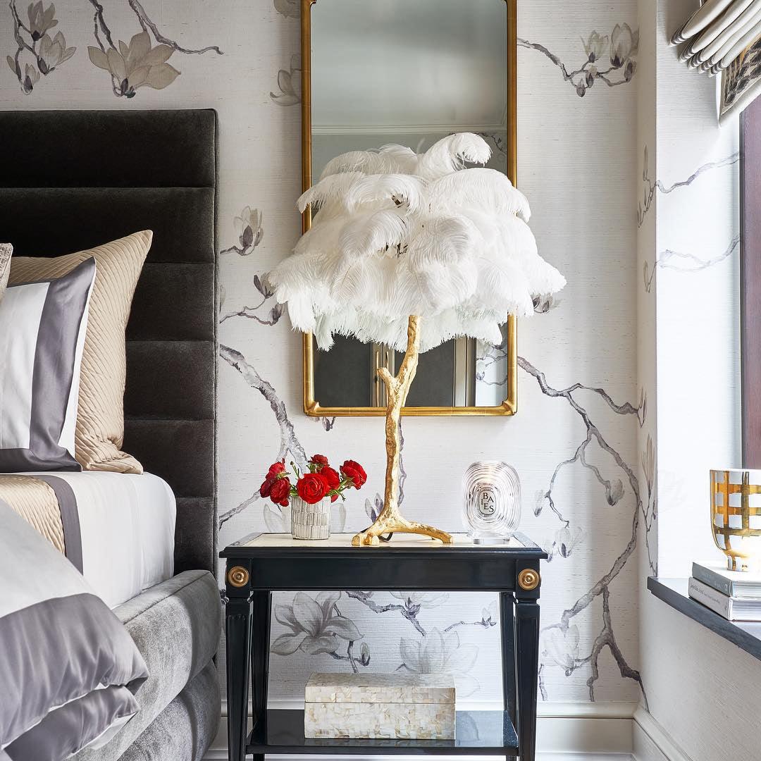 Ostrich Feather Table Lamp | Brass Base | 15 Color Options