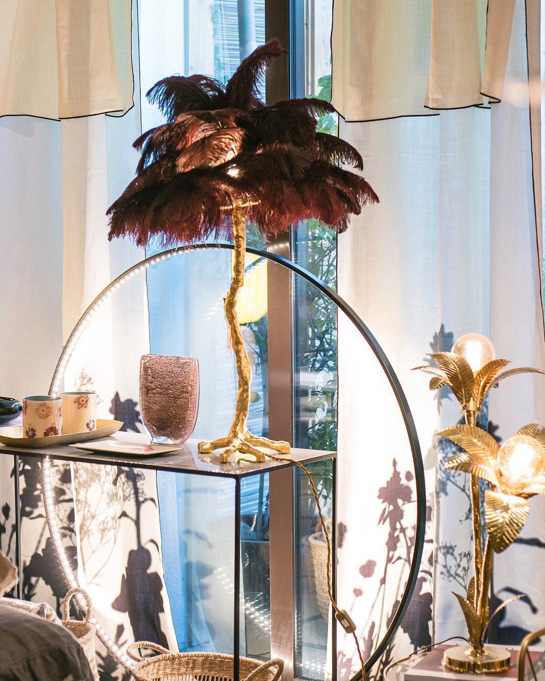 Ostrich Feather Table Lamp | Brass Base | 15 Color Options