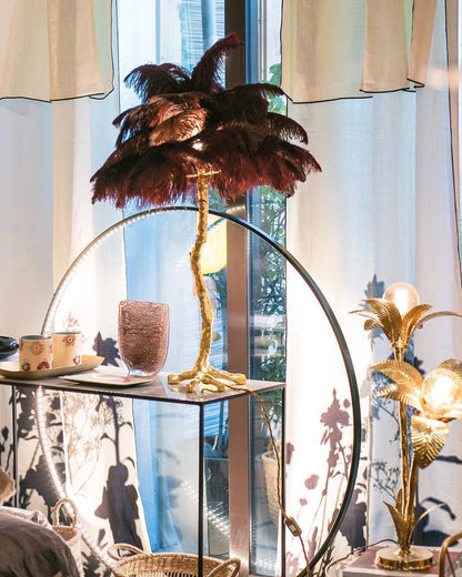 Ostrich Feather Table Lamp | Brass Base | 15 Color Options