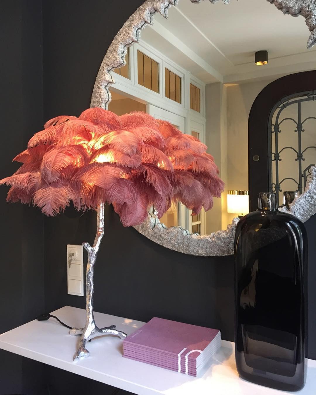 Ostrich Feather Table Lamp | Brass Base | 15 Color Options