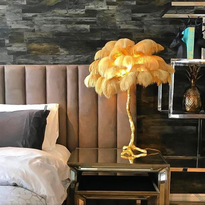 Ostrich Feather Table Lamp | Brass Base | 15 Color Options