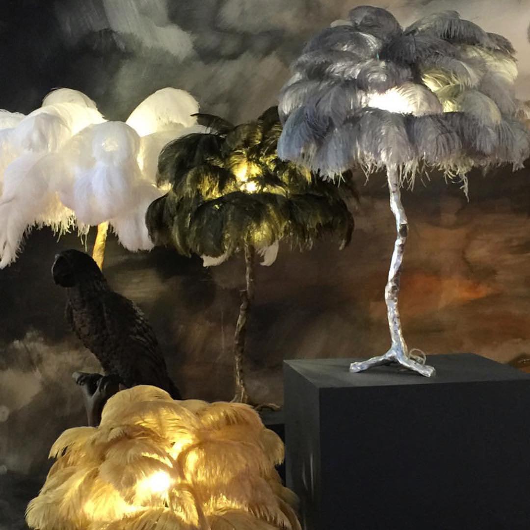 Ostrich Feather Table Lamp | Brass Base | 15 Color Options