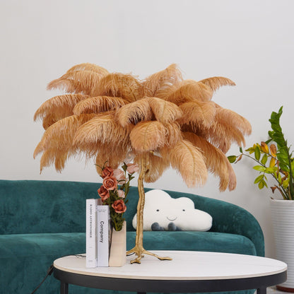 Ostrich Feather Table Lamp | Brass Base | 15 Color Options