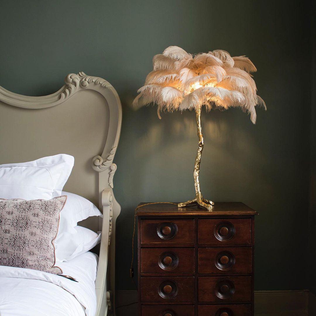 Ostrich Feather Table Lamp | Brass Base | 15 Color Options