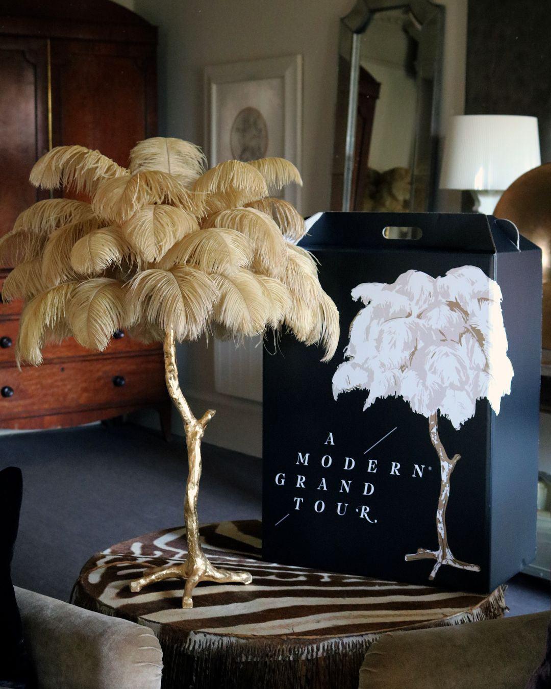 Ostrich Feather Table Lamp | Brass Base | 15 Color Options