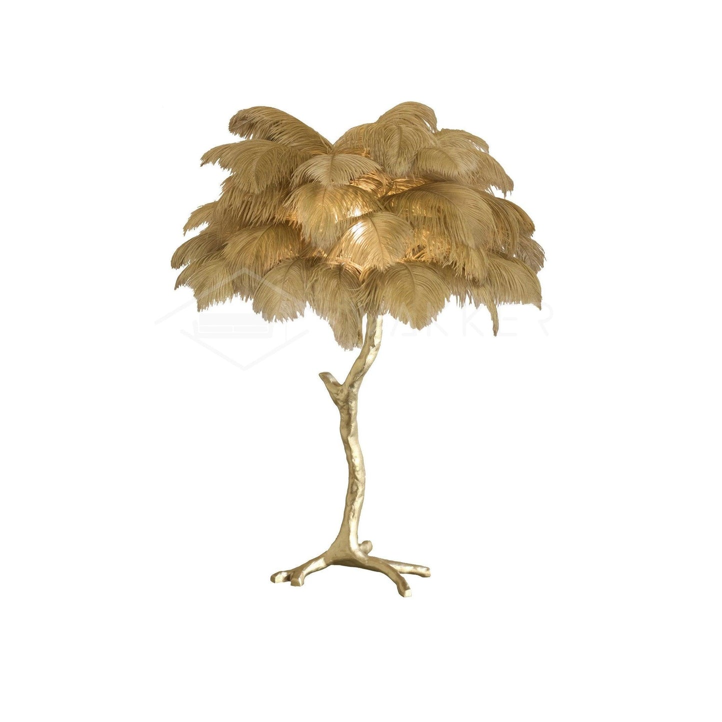 Ostrich Feather Table Lamp | Brass Base | 15 Color Options