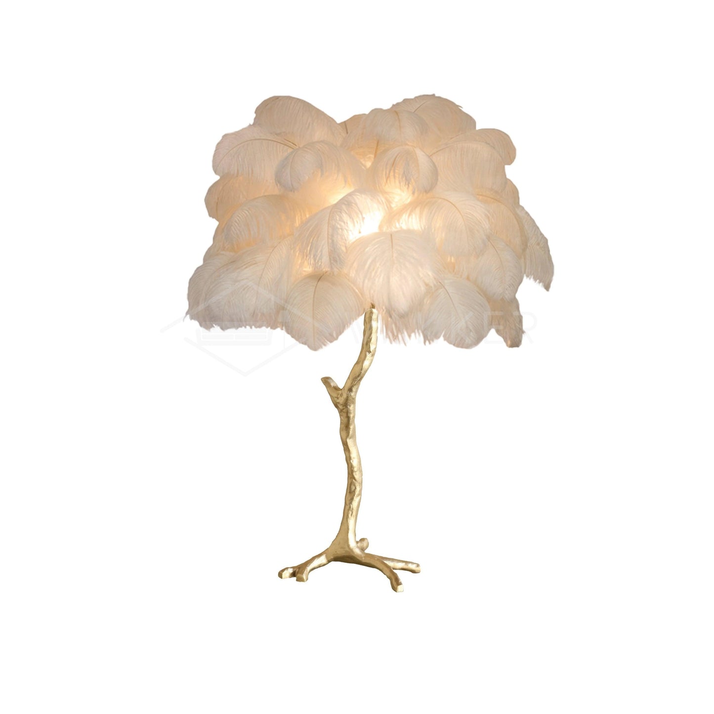 Ostrich Feather Table Lamp | Brass Base | 15 Color Options