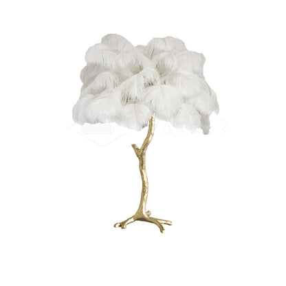 Ostrich Feather Table Lamp | Brass Base | 15 Color Options