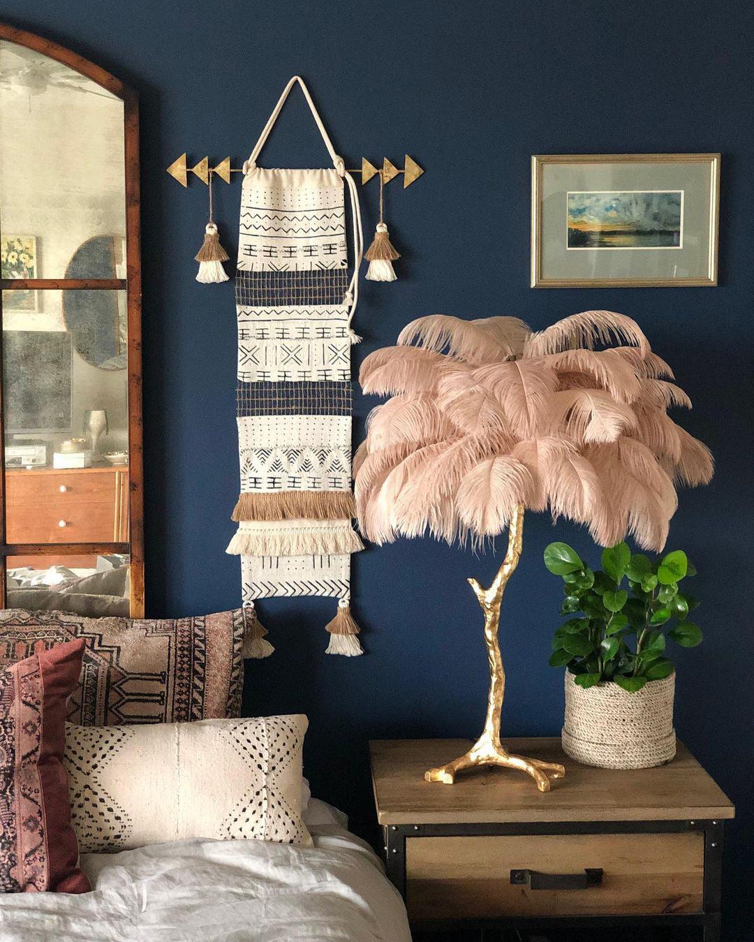 Ostrich Feather Table Lamp | Brass Base | 15 Color Options