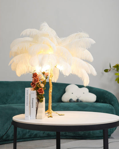 Ostrich Feather Table Lamp | Brass Base | 15 Color Options