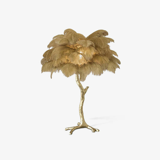 Ostrich Feather Table Lamp | Brass Base | 15 Color Options