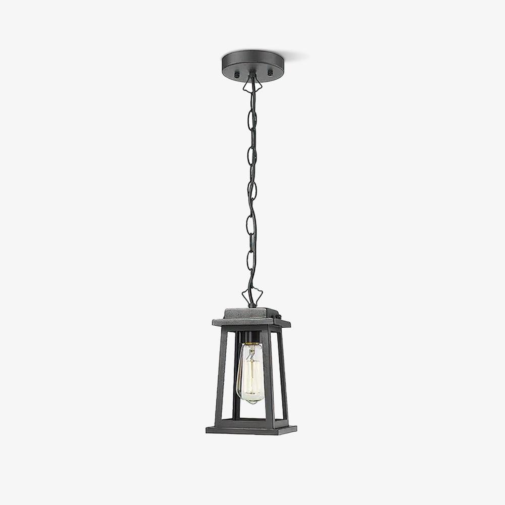 Outdoor Pendant Lamp | Black Metal & Tempered Glass | 13cm Diameter