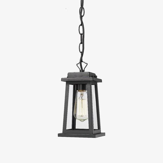 Outdoor Pendant Lamp | Black Metal & Tempered Glass | 13cm Diameter