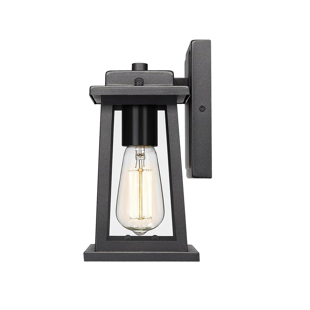 Outdoor Wall Lantern | Black Metal & Clear Glass | Set of 2