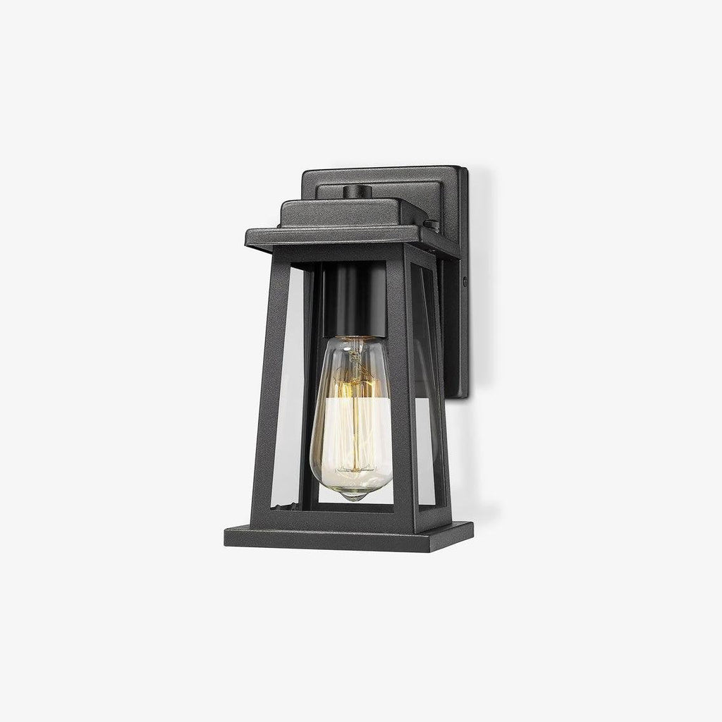 Outdoor Wall Lantern | Black Metal & Clear Glass | Set of 2