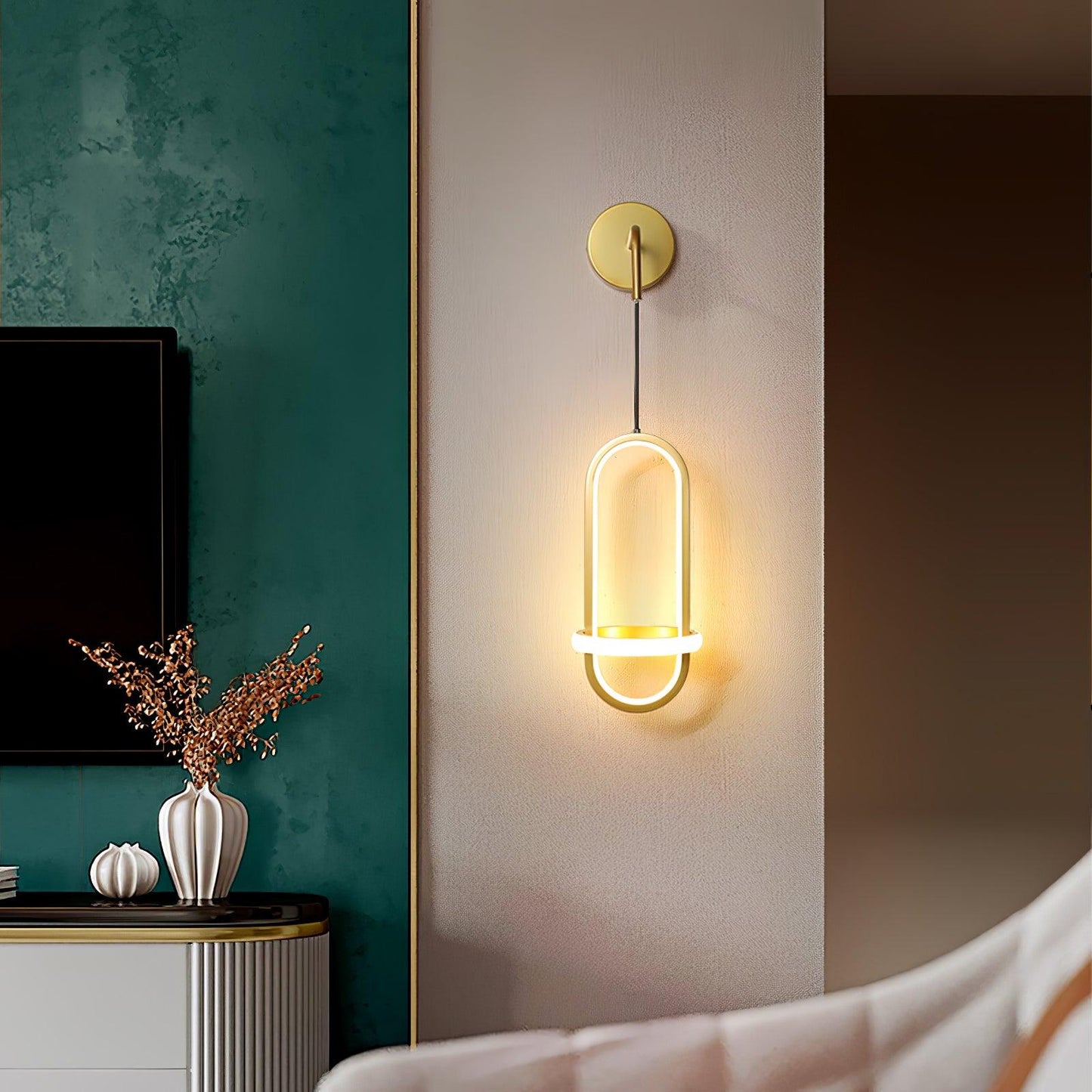 Oval Brass Wall Light | Integrated LED | Set of 2