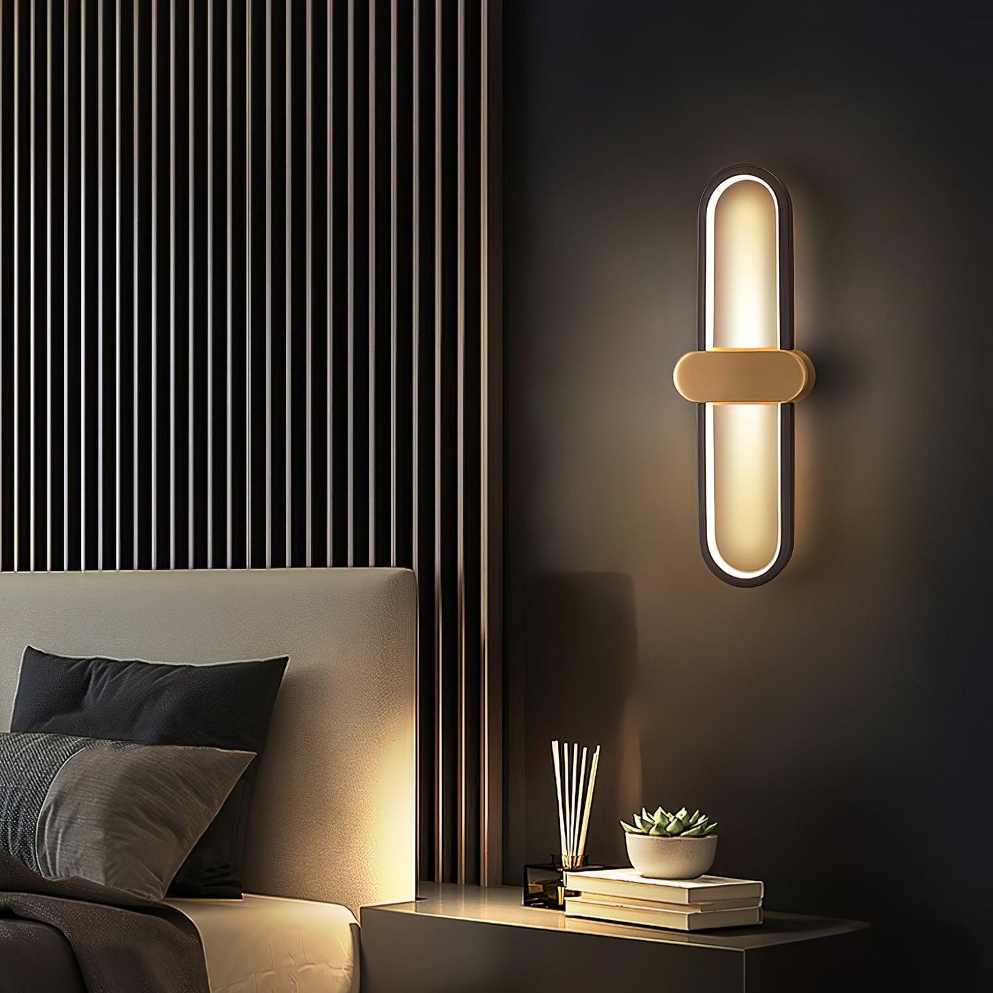 Oval LED Wall Lamp | Brass & Silicone | Set of 2