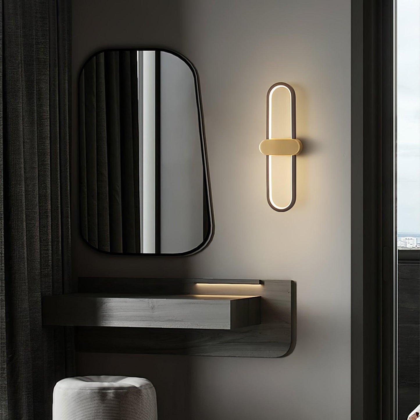 Oval LED Wall Lamp | Brass & Silicone | Set of 2