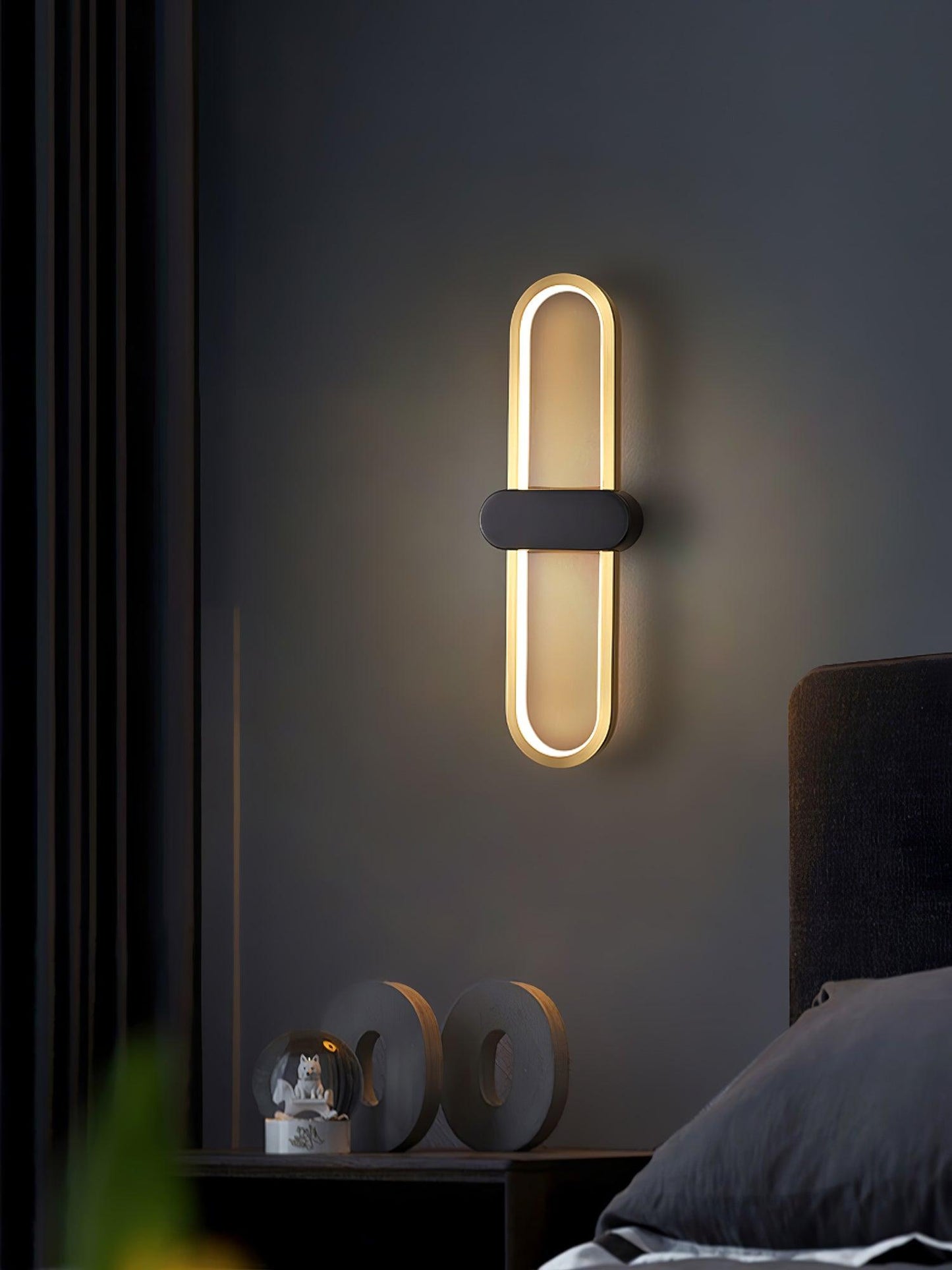 Oval LED Wall Lamp | Brass & Silicone | Set of 2