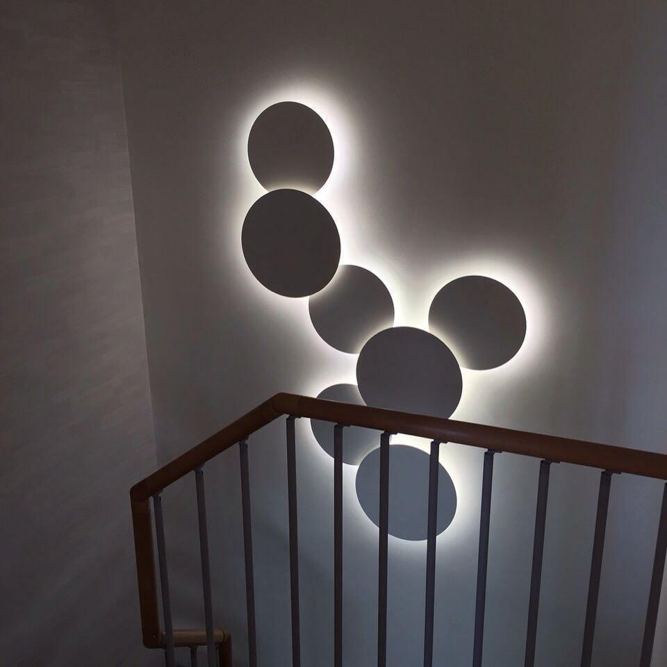 Geometric Disc Wall Lamp | Metal & Acrylic | Black or White