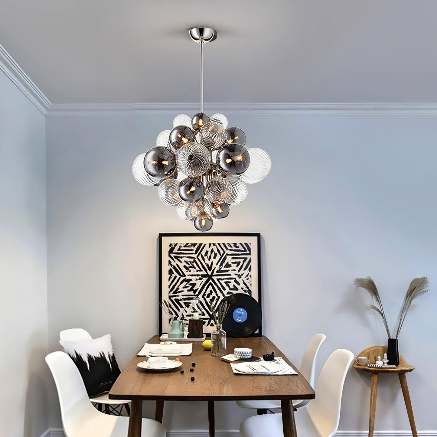 Pallocino Chandelier | Chrome Finish | Smoke Grey Glass | 60cm, 80cm, 100cm Sizes