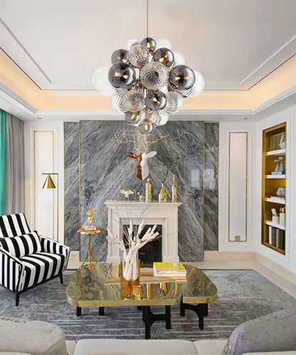 Pallocino Chandelier | Chrome Finish | Smoke Grey Glass | 60cm, 80cm, 100cm Sizes