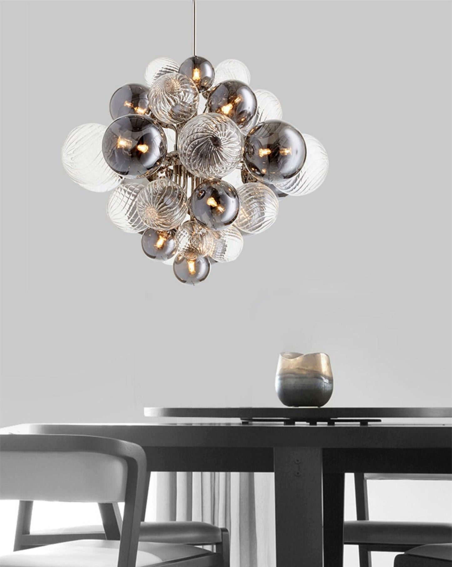 Pallocino Chandelier | Chrome Finish | Smoke Grey Glass | 60cm, 80cm, 100cm Sizes