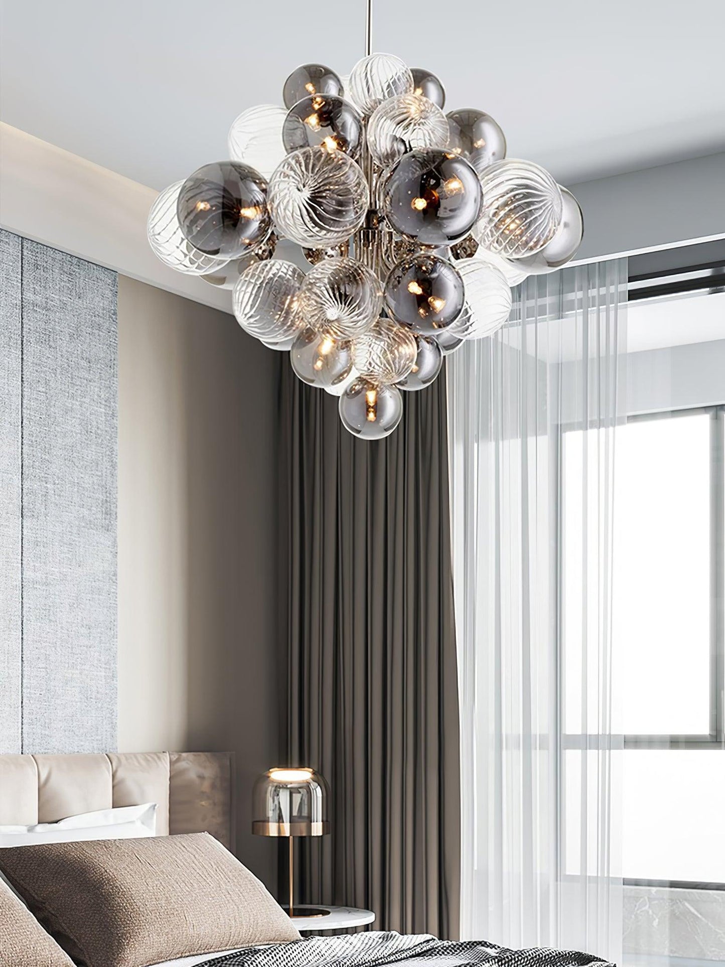 Pallocino Chandelier | Chrome Finish | Smoke Grey Glass | 60cm, 80cm, 100cm Sizes