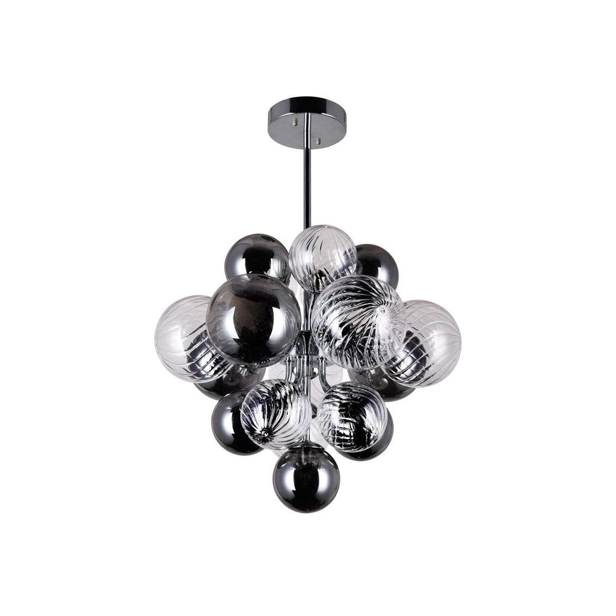 Pallocino Chandelier | Chrome Finish | Smoke Grey Glass | 60cm, 80cm, 100cm Sizes