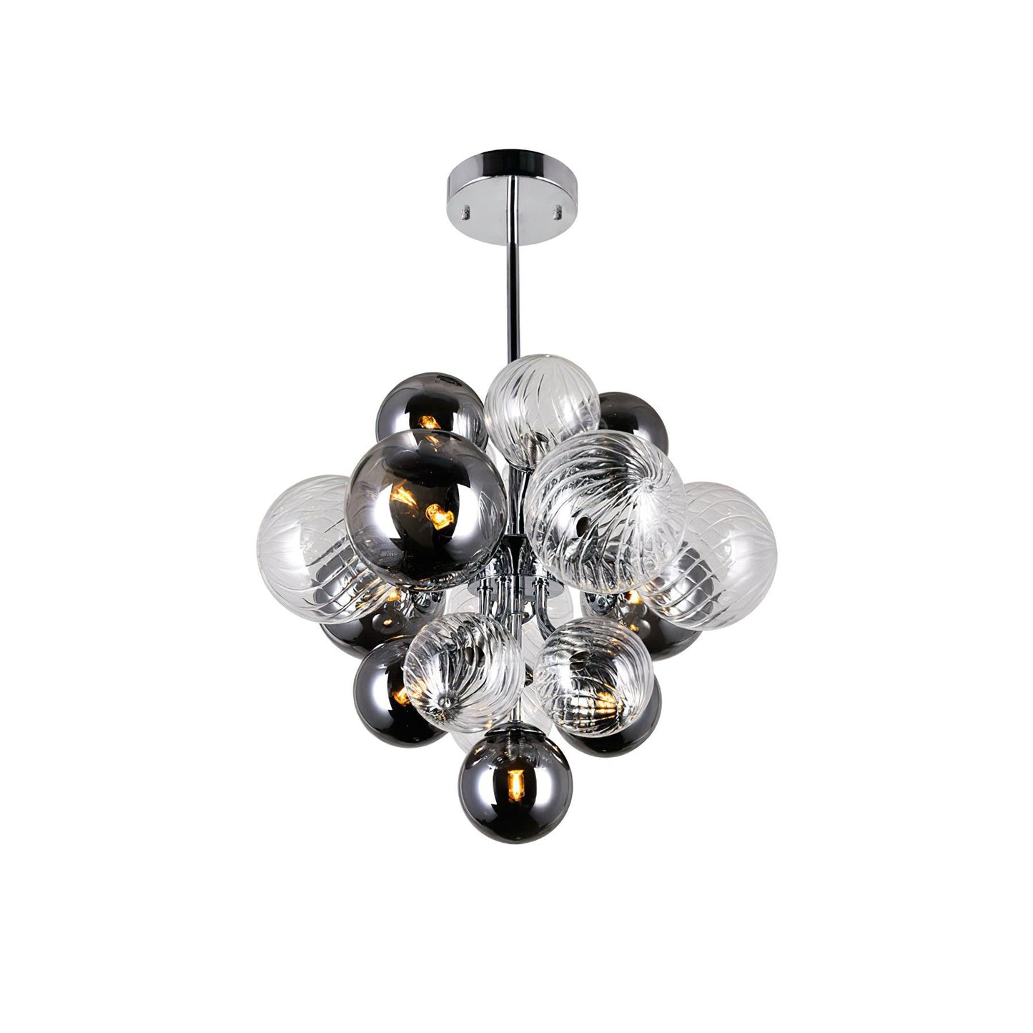 Pallocino Chandelier | Chrome Finish | Smoke Grey Glass | 60cm, 80cm, 100cm Sizes