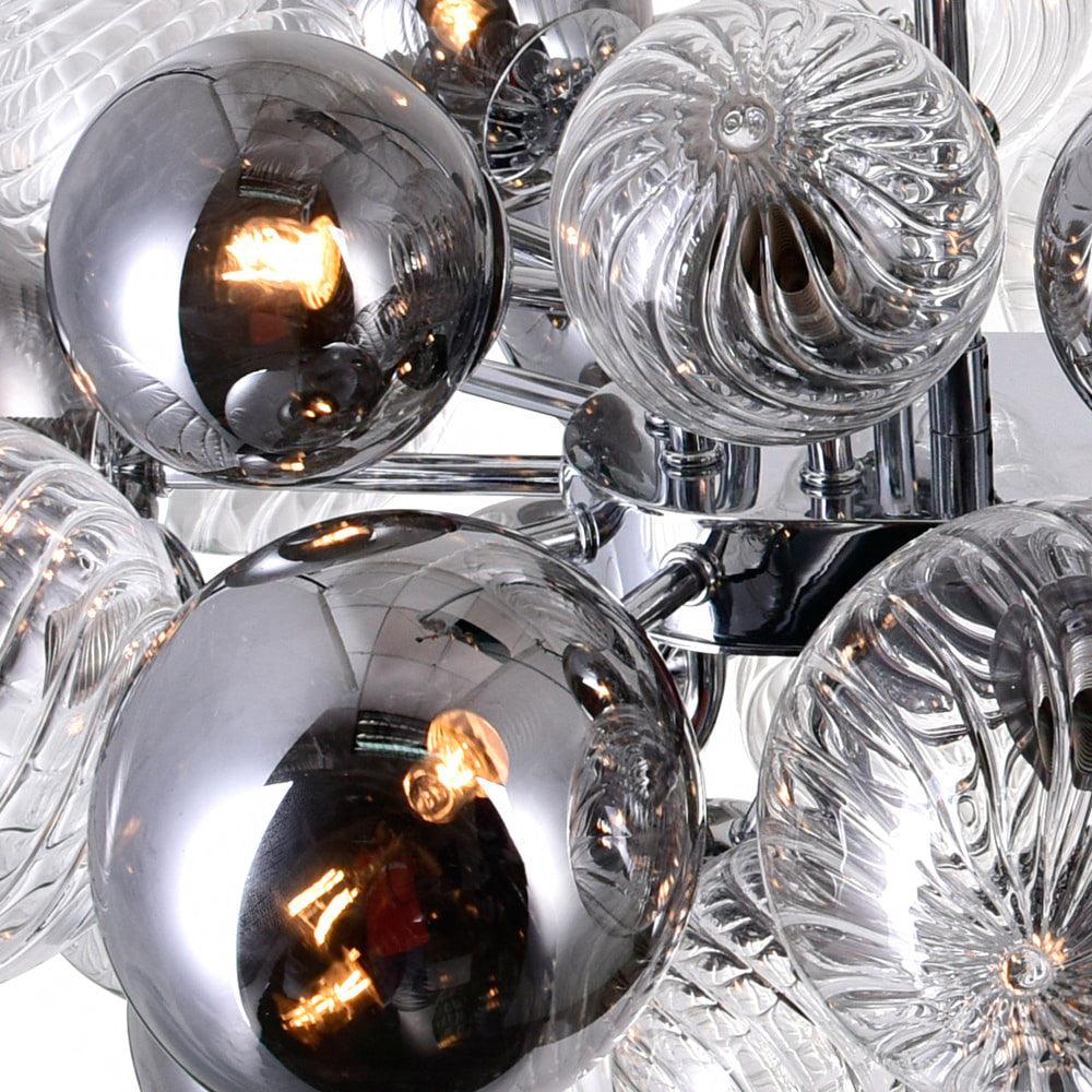 Pallocino Chandelier | Chrome Finish | Smoke Grey Glass | 60cm, 80cm, 100cm Sizes