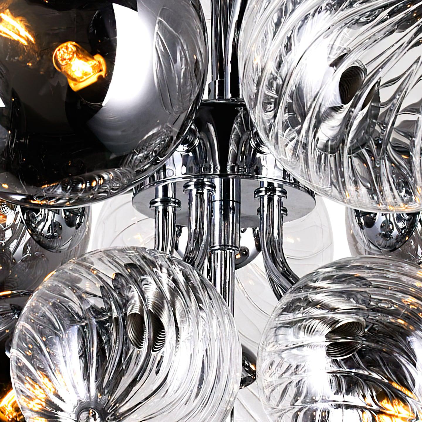 Pallocino Chandelier | Chrome Finish | Smoke Grey Glass | 60cm, 80cm, 100cm Sizes