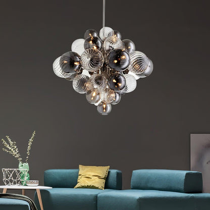 Pallocino Chandelier | Chrome Finish | Smoke Grey Glass | 60cm, 80cm, 100cm Sizes