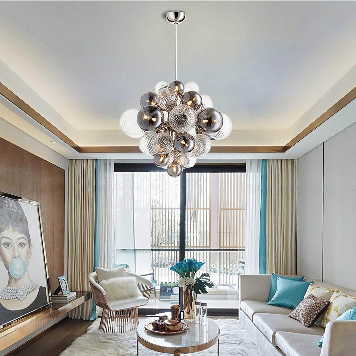 Pallocino Chandelier | Chrome Finish | Smoke Grey Glass | 60cm, 80cm, 100cm Sizes