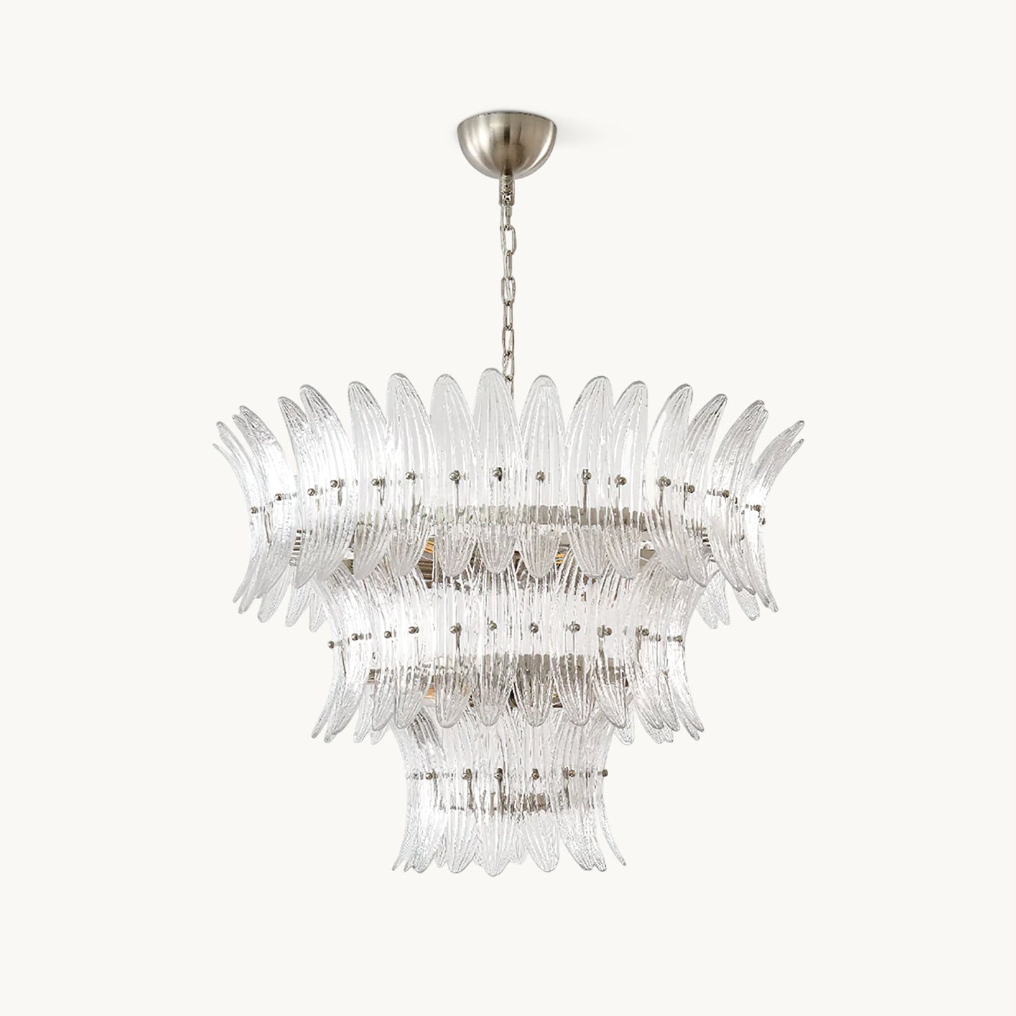 Murano Glass Chandelier | Clear Glass & Nickel Frame | 90cm Diameter