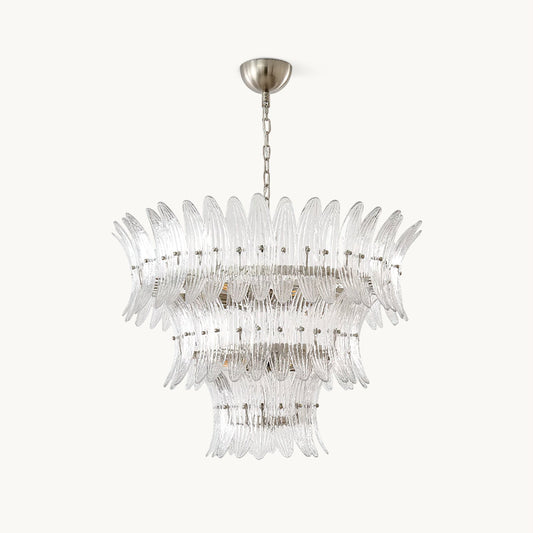 Murano Glass Chandelier | Clear Glass & Nickel Frame | 90cm Diameter