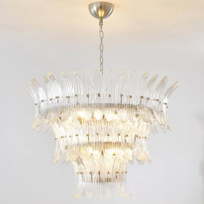 Murano Glass Chandelier | Clear Glass & Nickel Frame | 90cm Diameter