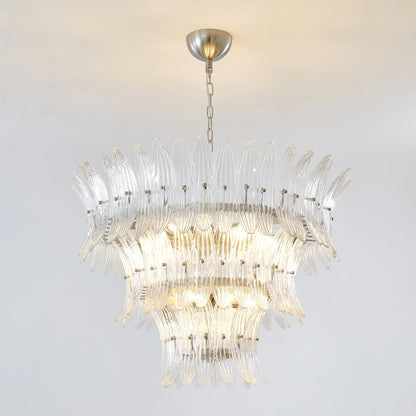 Murano Glass Chandelier | Clear Glass & Nickel Frame | 90cm Diameter