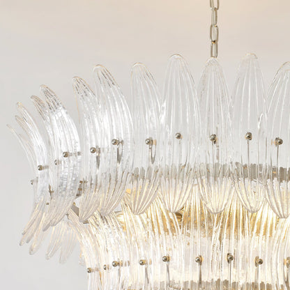 Murano Glass Chandelier | Clear Glass & Nickel Frame | 90cm Diameter