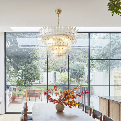 Murano Glass Chandelier | Clear Glass & Nickel Frame | 90cm Diameter