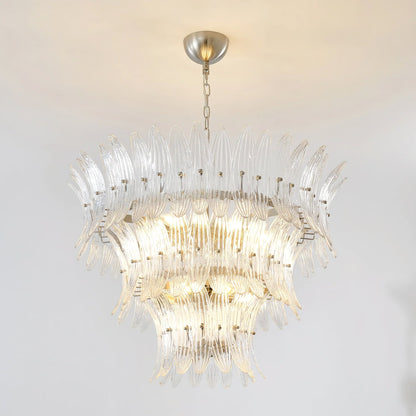 Murano Glass Chandelier | Clear Glass & Nickel Frame | 90cm Diameter