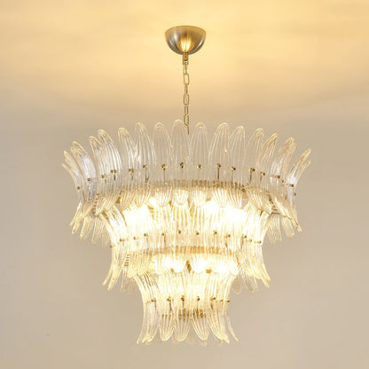 Murano Glass Chandelier | Clear Glass & Nickel Frame | 90cm Diameter