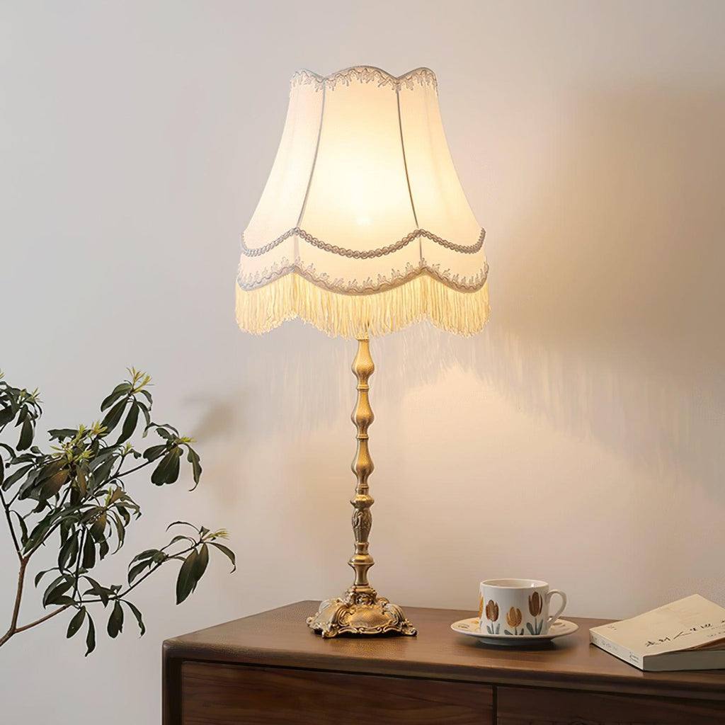 Pantalla Table Lamp | Brass & Fabric | White Shade